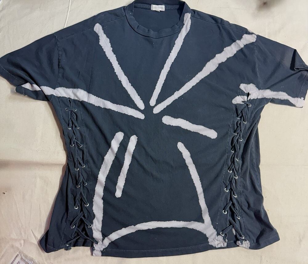 Gilded Intent Lace Up Grunge Top Black White Size Med Punk Style F59